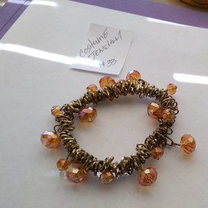 Loops and balls simulated Amber elastic stretch costume bangle bracelet handmade